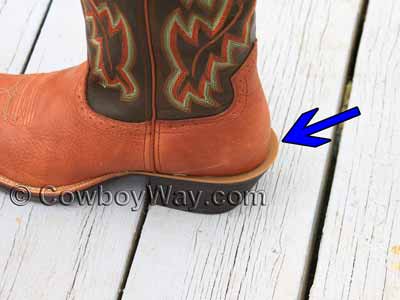 A spur ledge on a cowboy boot