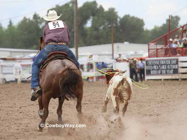 Team roping: A header makes a catch