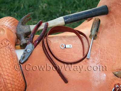 Tools for attaching a leather rope strap