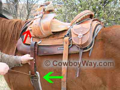 Continue lacing the latigo