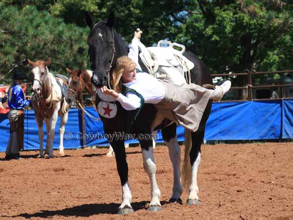 Trick riding demonstrated at a standstill