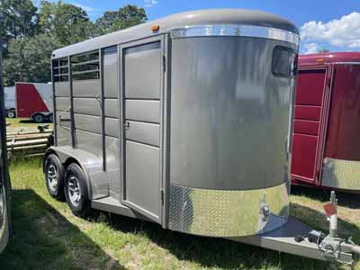 A gray horse trailer