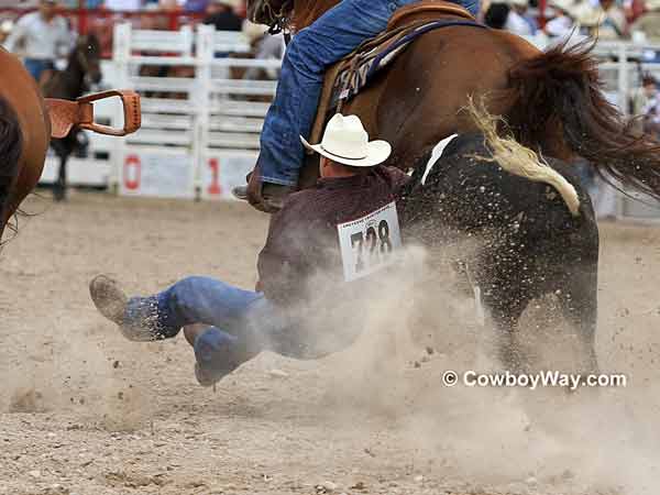 Todd Maughan ends his steer wrestling run with a qualified time