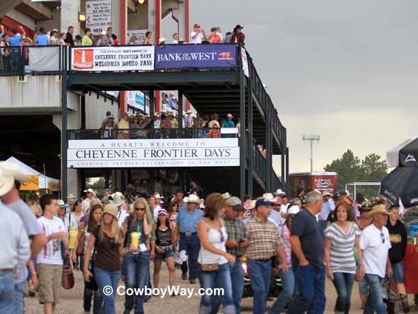 A crowd leaving the grandstand