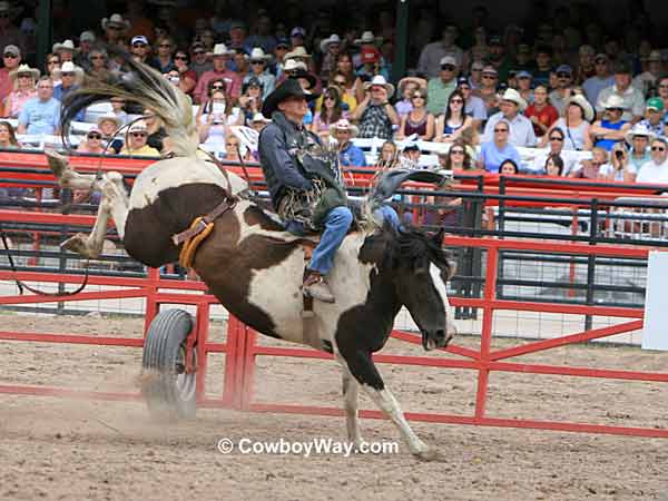 A bronc rider waits for the pickup men
