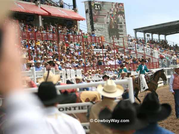 In front of the bucking chutes, Cheyenne Frontier Days Rodeo