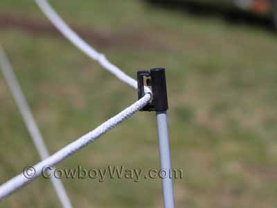 An electric braid fence for horses or other livestock