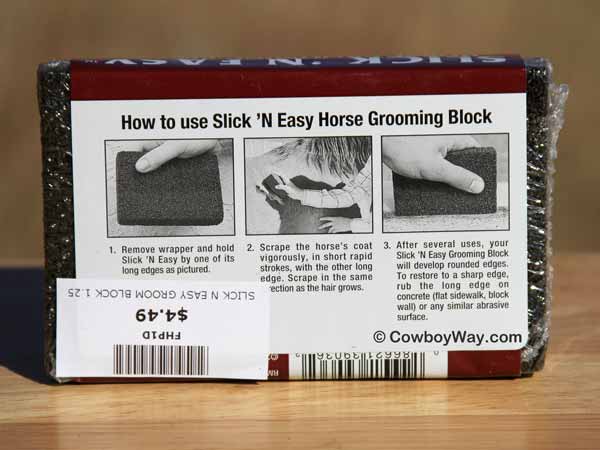 Slick 'N Easy Horse Grooming Block - back of the package