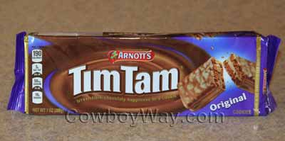 A package of Tim Tam cookies