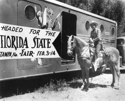 Roy, Trigger, and a custom horse trailer